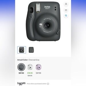 Fujifilm Instax Mini 11 in Charcoal Gray. NEW in box! Plus one roll of film
